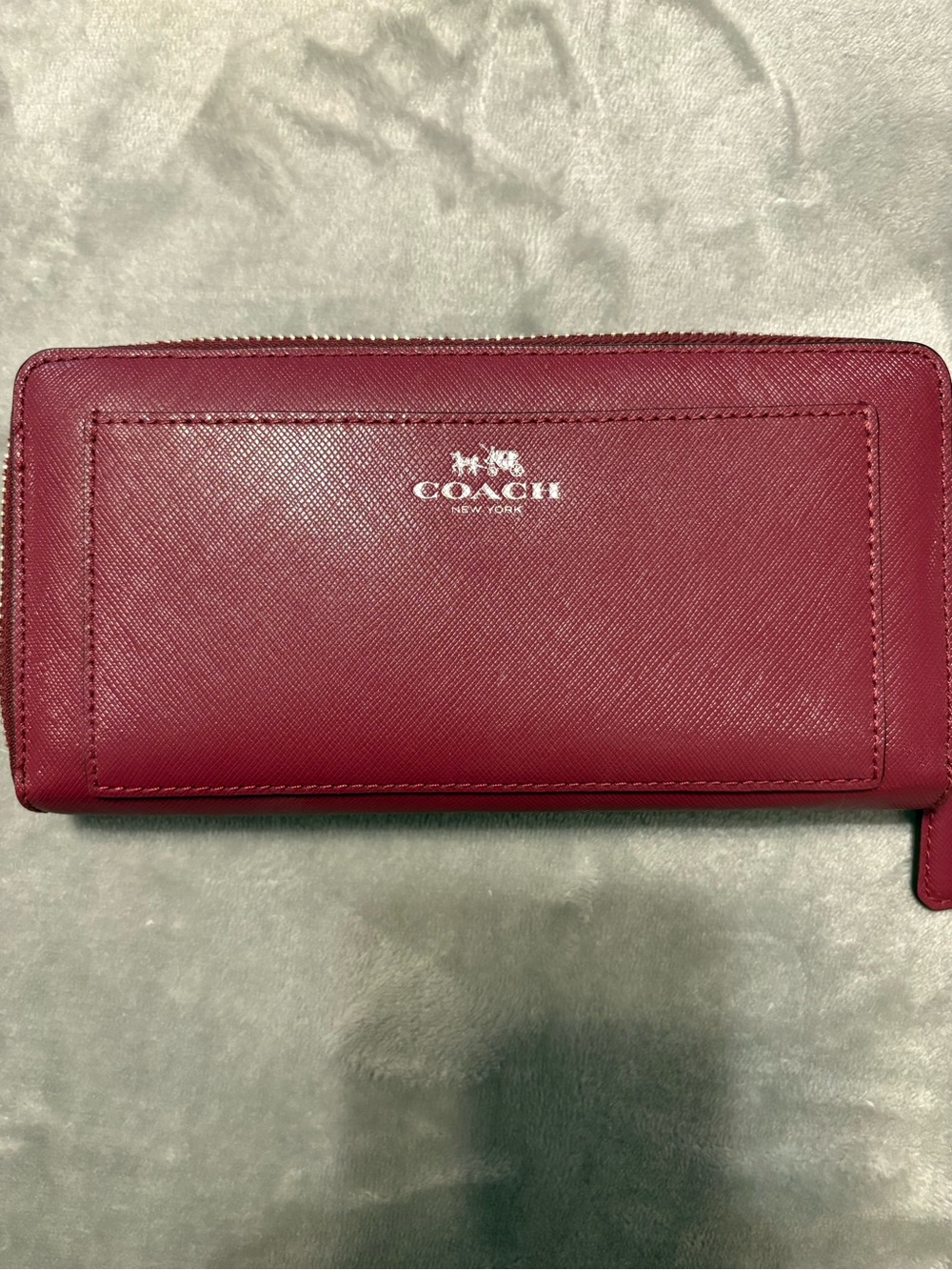 COACH Zip Around Wallet in Wine Red